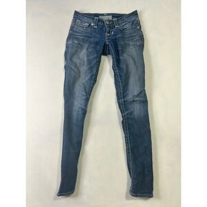 Big Star Sweet Skinny Jeans Womens 24R Medium Wash Thick Stitch Low Rise Denim